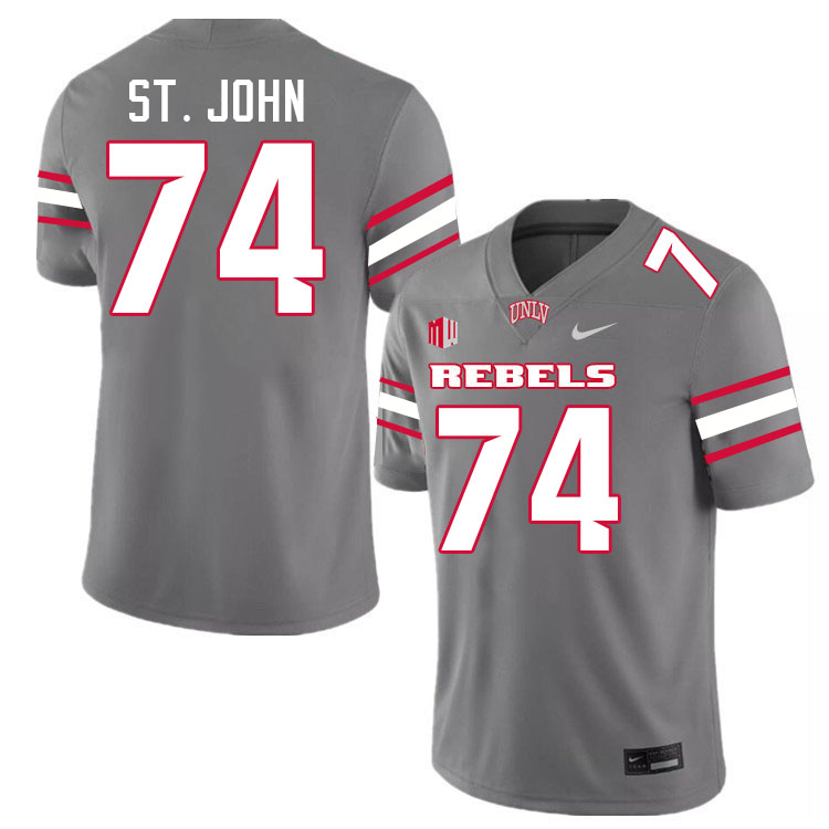 Men #74 Jalen St. John UNLV Rebels College Football Jerseys Stitched-Grey